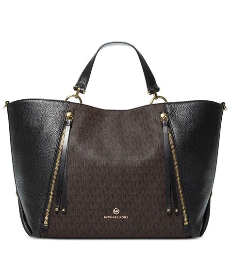 michael kors brooklyn large leather shoulder bag gray|Michael Kors Brooklyn tote.